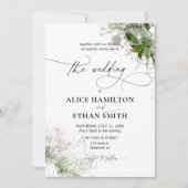 Grüne Elegante Kalligrafie Rustikale Hochzeit Einladung (Vorderseite)