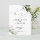 Grüne Elegante Kalligrafie Rustikale Hochzeit Einladung (Stehend Vorderseite)