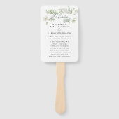 Grüne elegante, moderne botanische Hochzeitshand Fächer (Vorderseite)