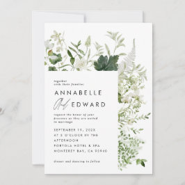 Grüne elegante moderne botanische Skripte Hochzeit Einladung