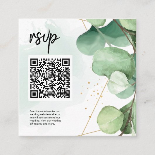 Grüne Elegante Moderne einfache QR-Code Hochzeit R Begleitkarte (Vorderseite)