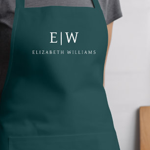 Grüne Elegante Moderne Minimalistische Monogrammbe Schürze