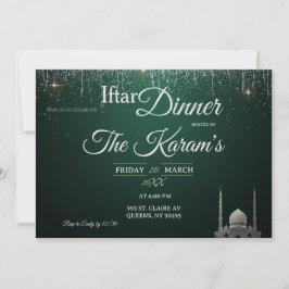 Grüne elegante Moschee Ramadan Iftar-Party-Einladu Einladung