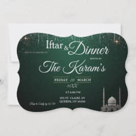 Grüne elegante Moschee Ramadan Iftar-Party Einladung