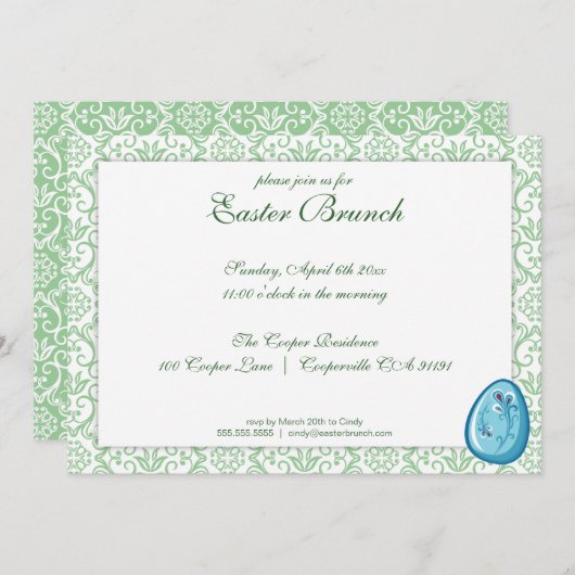Grüne Elegante Osterfeier Einladung (Vorne/Hinten)