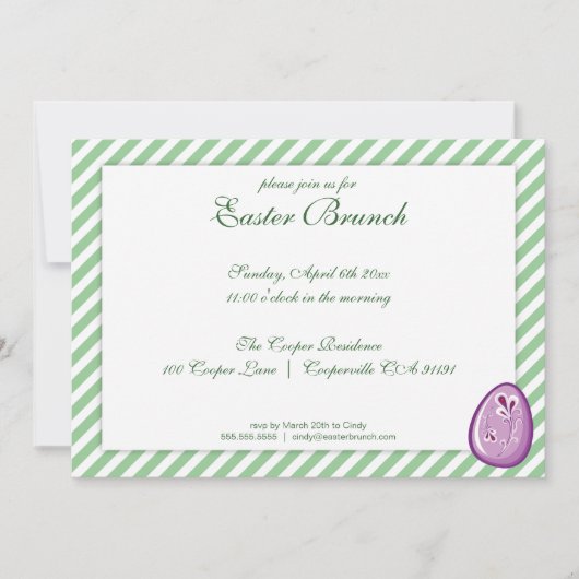 Grüne Elegante Osterfeier Einladung (Vorderseite)