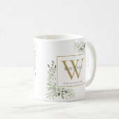Grüne Elegante Personalisierte Monogramm Kaffeetasse (VorderseiteRechts)