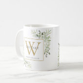 Grüne Elegante Personalisierte Monogramm Kaffeetasse (Vorderseite Links)
