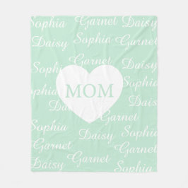 Grüne elegante Schriftfamiliennamen Monogramm Herz Fleecedecke