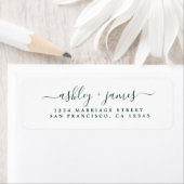 Grüne, elegante Script-Hochzeit-Rücksendeadresse (Insitu)