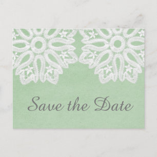 Grüne elegante Spitze Save the Date Postkarte