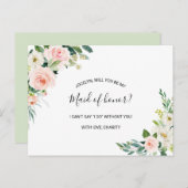 Grüne Elegante Trauzeugin Einladungspostkarte (Vorne/Hinten)