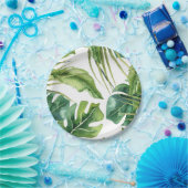 Grüne elegante tropische Sommerpalme Blätter Hochz Pappteller (Party)