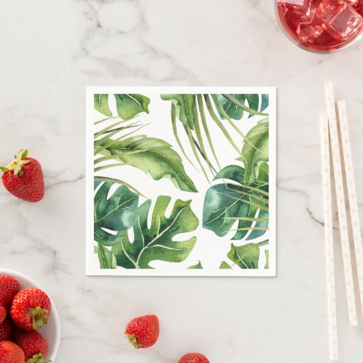 Grüne elegante tropische Sommerpalme Blätter Hochz Serviette (Beispiel)