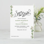 Grüne Elegante und blumenreiche Hochzeit retten da Einladung (Stehend Vorderseite)