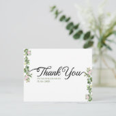 Grüne Elegante und schöne Blumenhochzeit Dankeskarte (Stehend Vorderseite)