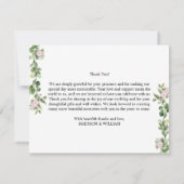 Grüne Elegante und schöne Blumenhochzeit Dankeskarte (Rückseite)