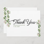 Grüne Elegante und schöne Blumenhochzeit Dankeskarte (Vorne/Hinten)