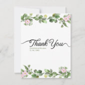 Grüne Elegante und schöne Blumenhochzeit Dankeskarte (Vorderseite)