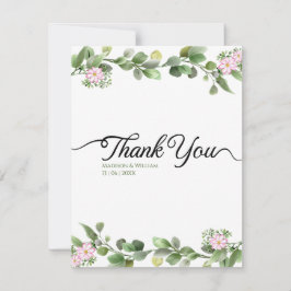 Grüne Elegante und schöne Blumenhochzeit Dankeskarte