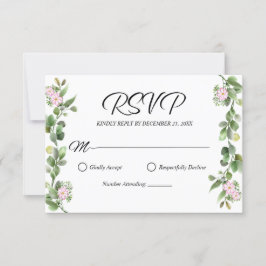 Grüne Elegante und schöne Blumenhochzeit RSVP Karte