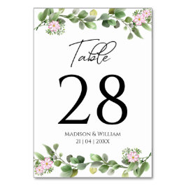 Grüne Elegante und schöne Blumenhochzeit Tischnummer