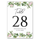 Grüne Elegante und schöne Blumenhochzeit Tischnummer (Rückseite)
