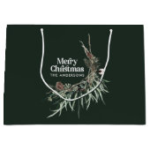 Grüne, elegante Wasserfarbe botanische Weihnachten Große Geschenktüte (Vorderseite)
