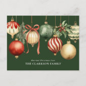 Grüne Elegante Weihnachten Wasserfarben Ornamente (Vorderseite)