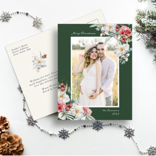 Grüne elegante Weihnachts-Foto-Feiertagspostkarte Postkarte