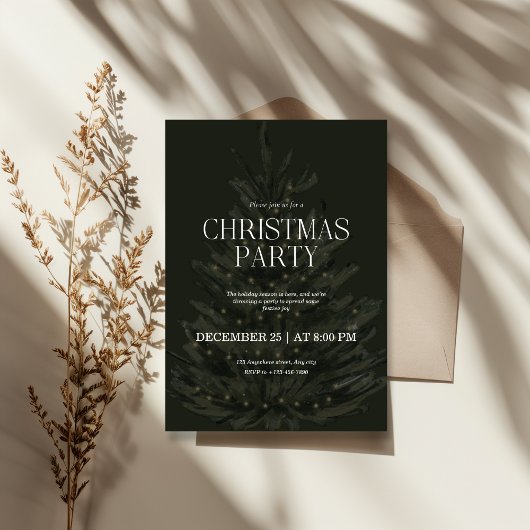 Grüne elegante Weihnachtsfeier Einladung