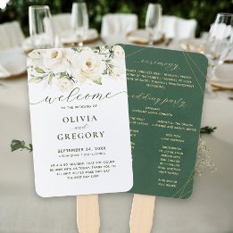 Grüne Elegante Weiße Wasserfarbe Fächer