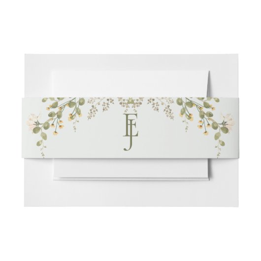 Grüne Elegante Wildblume Hochzeit Einladungsbanderole (Vorderseite Beispiel)