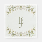 Grüne Elegante Wildblume Hochzeit Serviette (Vorderseite)