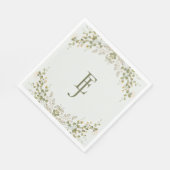 Grüne Elegante Wildblume Hochzeit Serviette (Ecke)