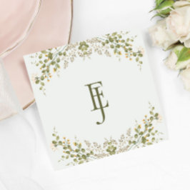 Grüne Elegante Wildblume Hochzeit Serviette