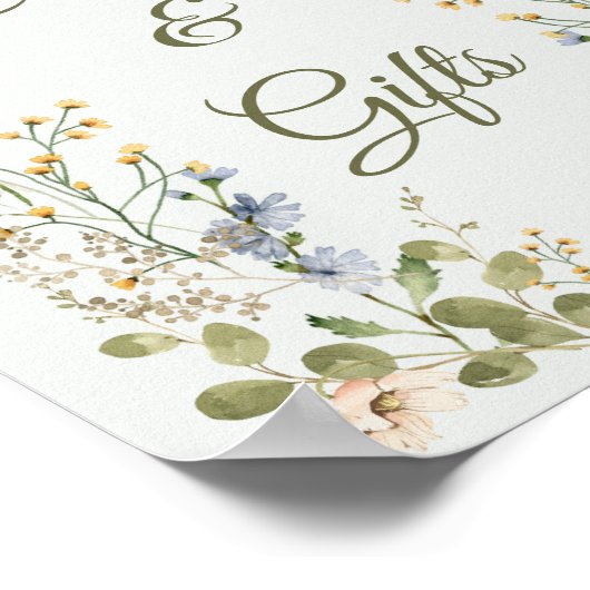 Grüne, elegante Wildblume Hochzeitskarten und Gesc Poster (Ecke)