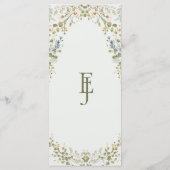 Grüne Elegante Wildblume Pastel Wedding Menükarte (Rückseite)