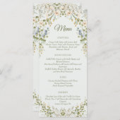 Grüne Elegante Wildblume Pastel Wedding Menükarte (Vorne/Hinten)