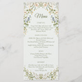 Grüne Elegante Wildblume Pastel Wedding Menükarte (Vorderseite)