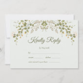 Grüne elegante Wildblume Pastel Wedding RSVP Card (Vorderseite)