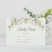 Grüne elegante Wildblume Pastel Wedding RSVP Card (Stehend Vorderseite)