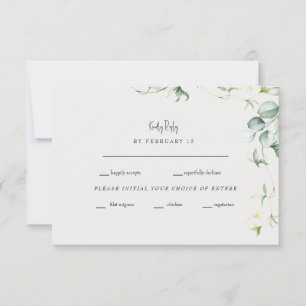 Grüne Eleganz Creme Hochzeit RSVP Karte