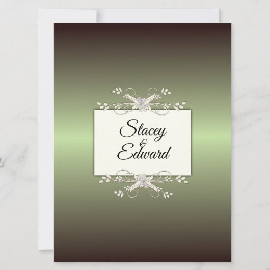 Grüne Eleganz Traditionelle Einladung zur Hochzeit (Rückseite)