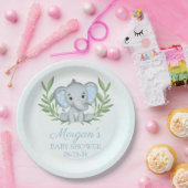 Grüne Elephant Blue Boy Baby Dusche Pappteller (Party)