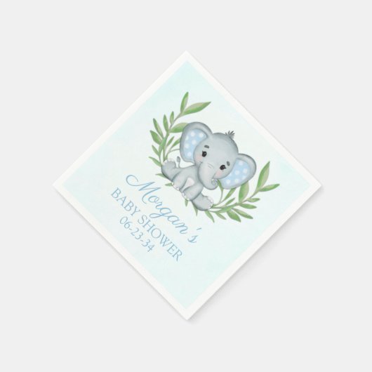 Grüne Elephant Blue Boy Baby Dusche Serviette (Ecke)