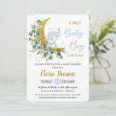 Grüne Elephant Moon Sweet Baby Boy Dusche Einladung (Stehend Vorderseite)