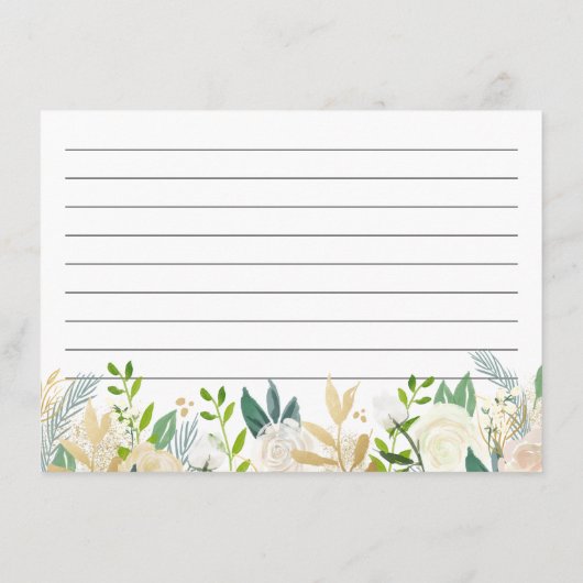 Grüne Elfenbeinflora Brautparty Rezept Karte (Rückseite)