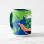 Grüne Energie für Planet Vibes Tasse (Vorderseite Links)
