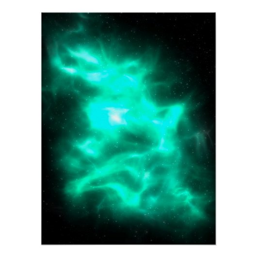 Grüne Energie Galaxie Kunst Glossy Poster (Vorderseite)